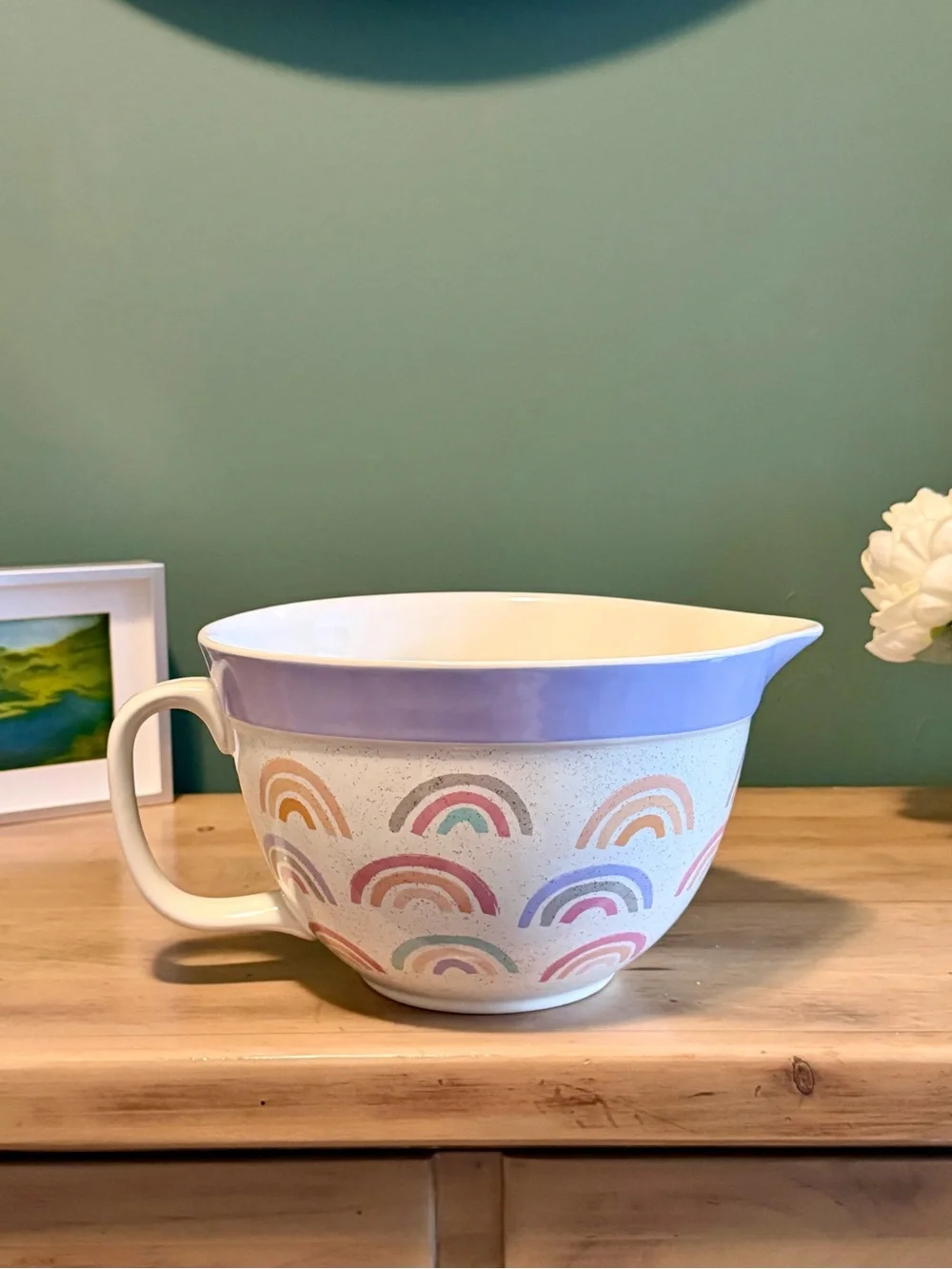 The Bake Shop Rainbow Ceramic Mixing Bowl | Large Batter Bowl